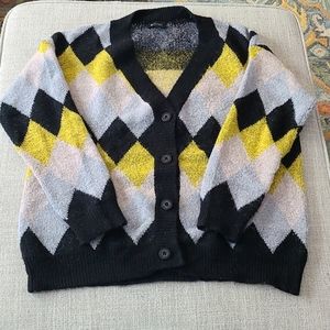 Argyle Sweater Cardigan, Large